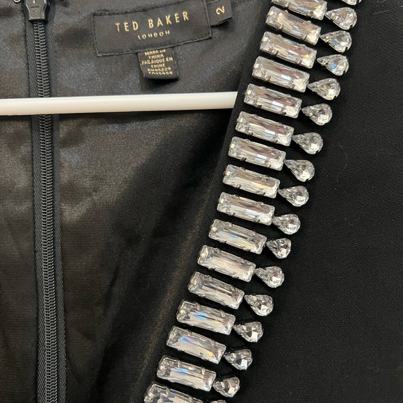 Ted Baker Black Dress with Embellished V-Neck - Picture 2 of 10